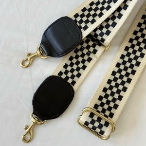 Clare V EUC Checkered Black & Cream Adjustable Crossbody Shoulder Strap